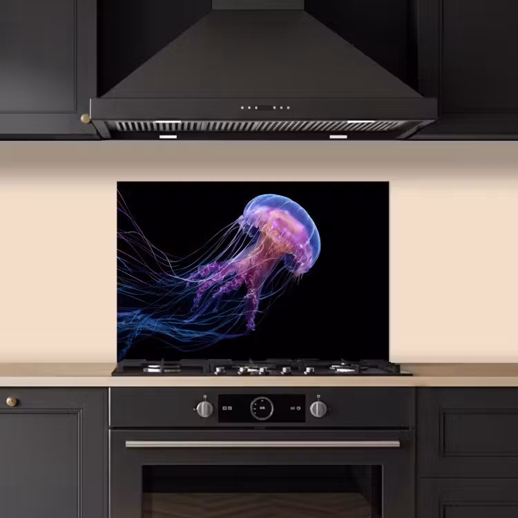 Kwal - Doorzichtig - Roze - Tentakels keuken achterwand spatscherm klein -sfeer1