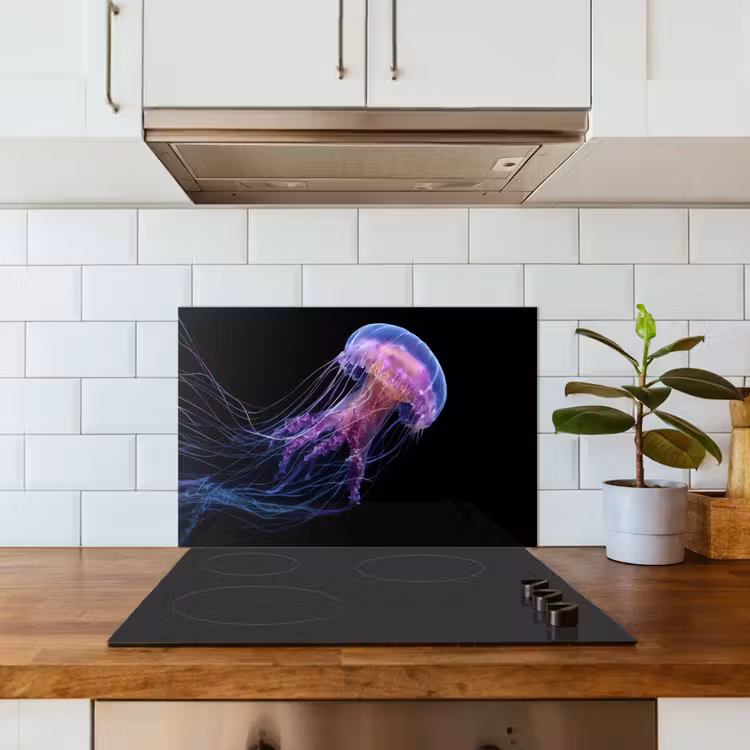Kwal - Doorzichtig - Roze - Tentakels keuken achterwand spatscherm klein -sfeer2