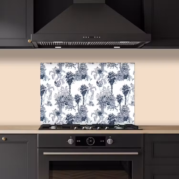 Jungle - Beplanting - Blauw keuken achterwand spatscherm klein 900 -sfeer1