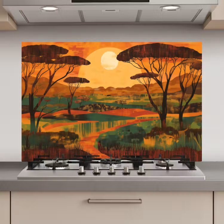 Landschap - Afrikaans - Zon keuken achterwand spatscherm klein -3d_website