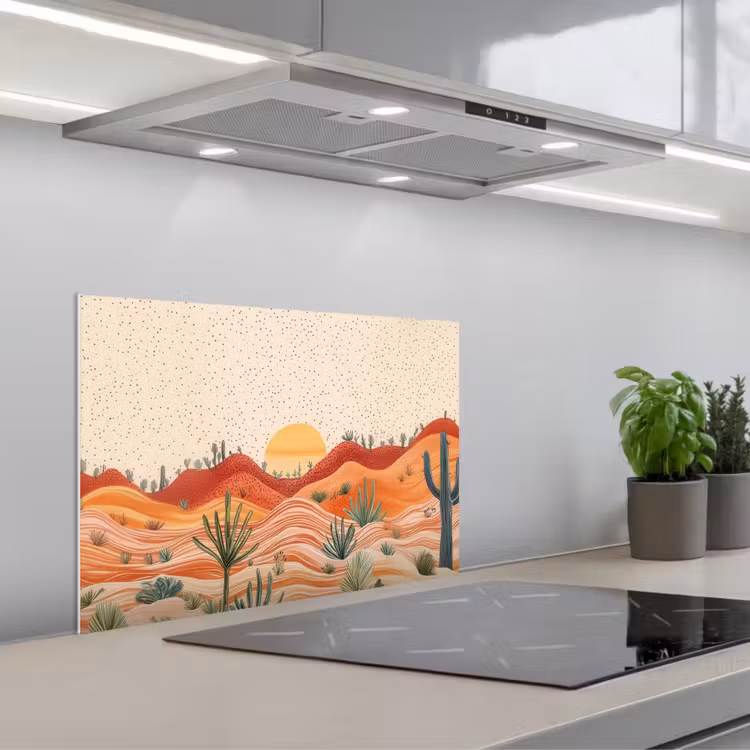 Landschap - Heuvels - Zonsondergang keuken achterwand spatscherm klein -3d_schuin