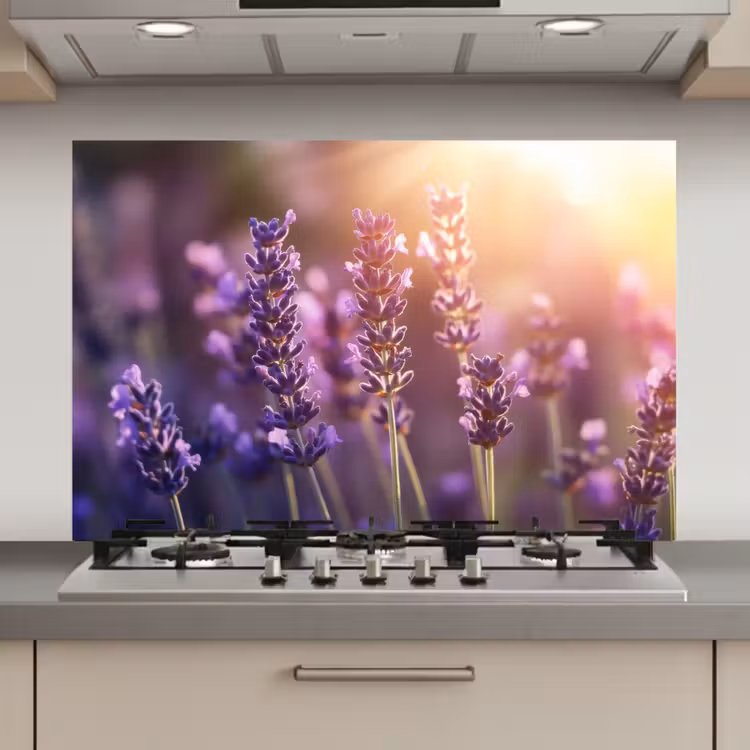 Lavendelbloemen - Paars - Zonlicht keuken achterwand spatscherm klein -3d_website