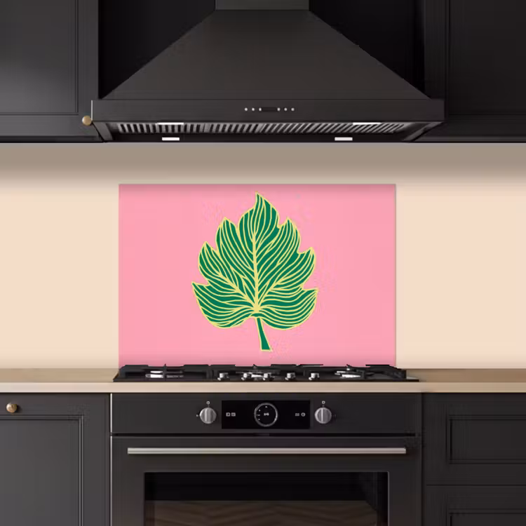 Blad - Groen - Illustratie - Minimalistisch keuken achterwand spatscherm klein -sfeer1