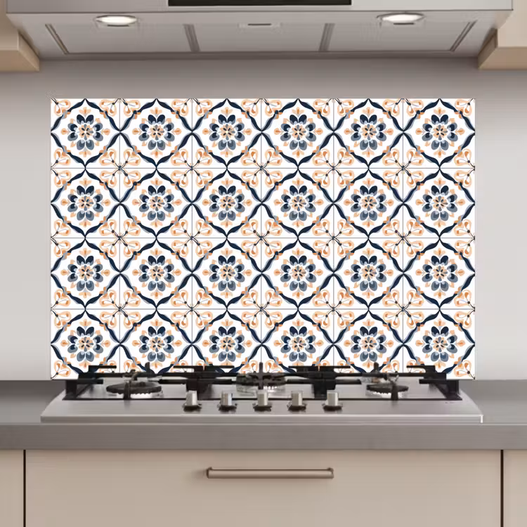 Bladvorm - Patroon - Kleurrijk keuken achterwand spatscherm klein 900 -3d_website