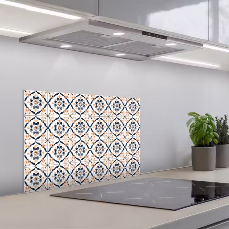 Bladvorm - Patroon - Kleurrijk keuken achterwand spatscherm klein 900 -3d_schuin