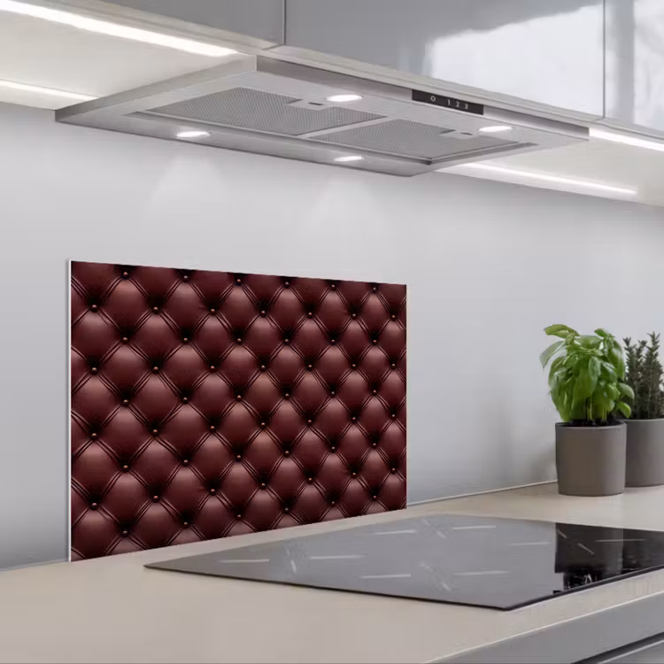 Leer - Patroon - Bordeaux keuken achterwand spatscherm klein 900 -3d_schuin