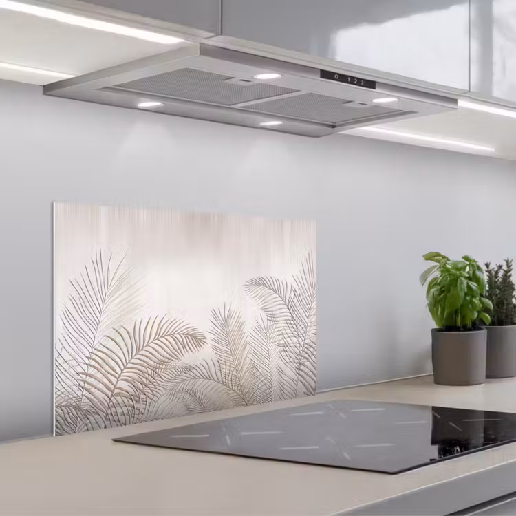 Bladeren - Beige - Botanisch - Vintage keuken achterwand spatscherm klein -3d_schuin