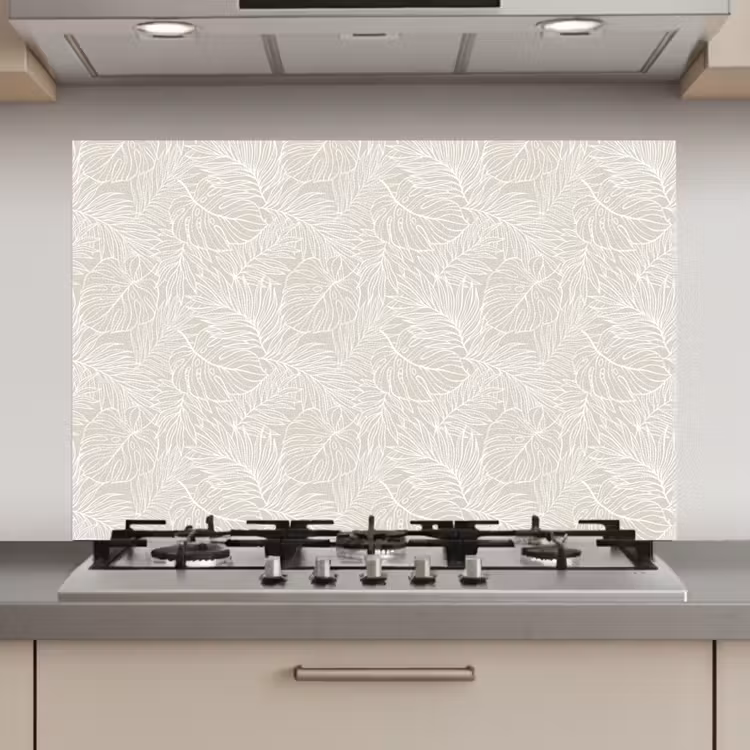 Bladeren - Beige - Monstera - Palm keuken achterwand spatscherm klein -3d_website