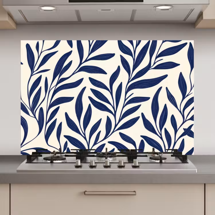 Bladeren - Klimop - Donkerblauw keuken achterwand spatscherm klein -3d_website