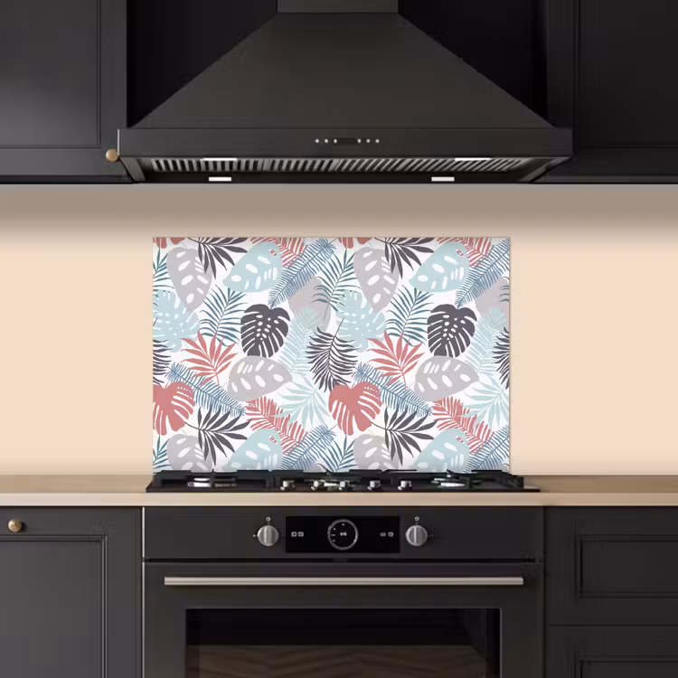 Bladeren - Jungle - Pastel - Tropisch keuken achterwand spatscherm klein -sfeer1