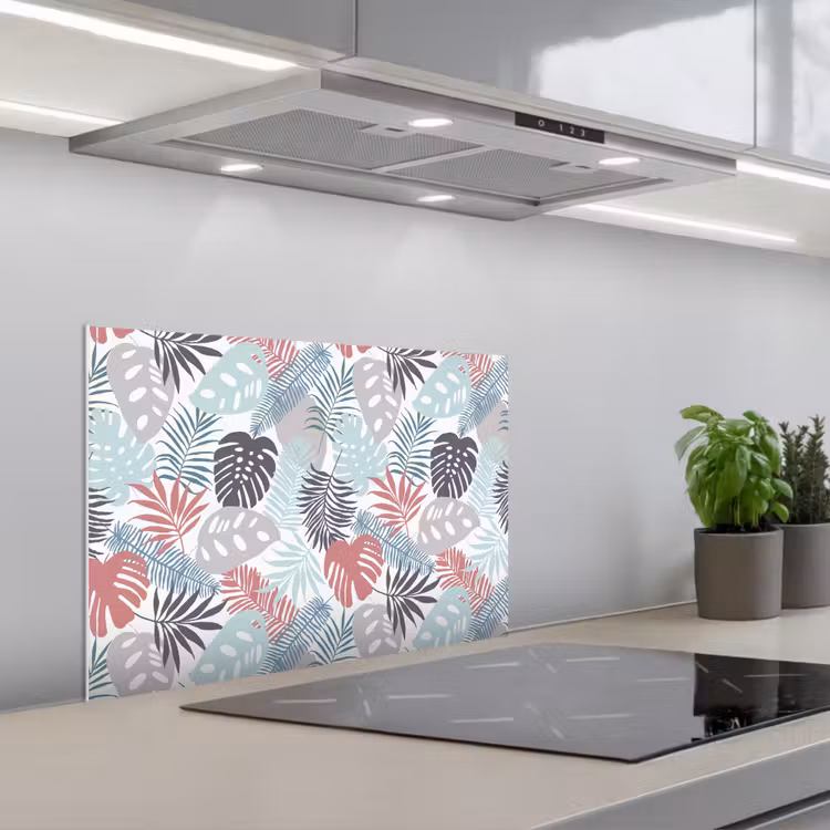 Bladeren - Jungle - Pastel - Tropisch keuken achterwand spatscherm klein -3d_schuin