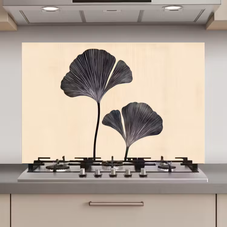 Bladeren - Minimalistisch - Zwart keuken achterwand spatscherm klein -3d_website