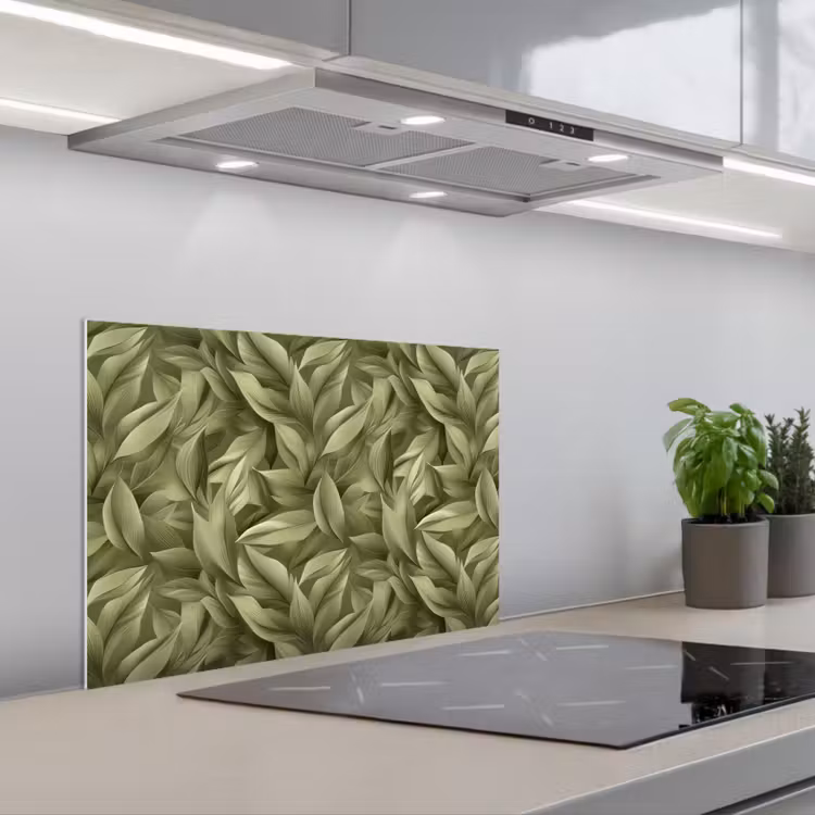 Bladeren - Modern - Groen keuken achterwand spatscherm klein 900 -3d_schuin