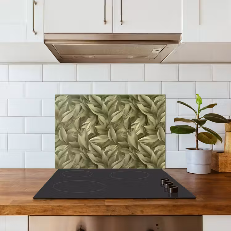 Bladeren - Modern - Groen keuken achterwand spatscherm klein 900 -sfeer2
