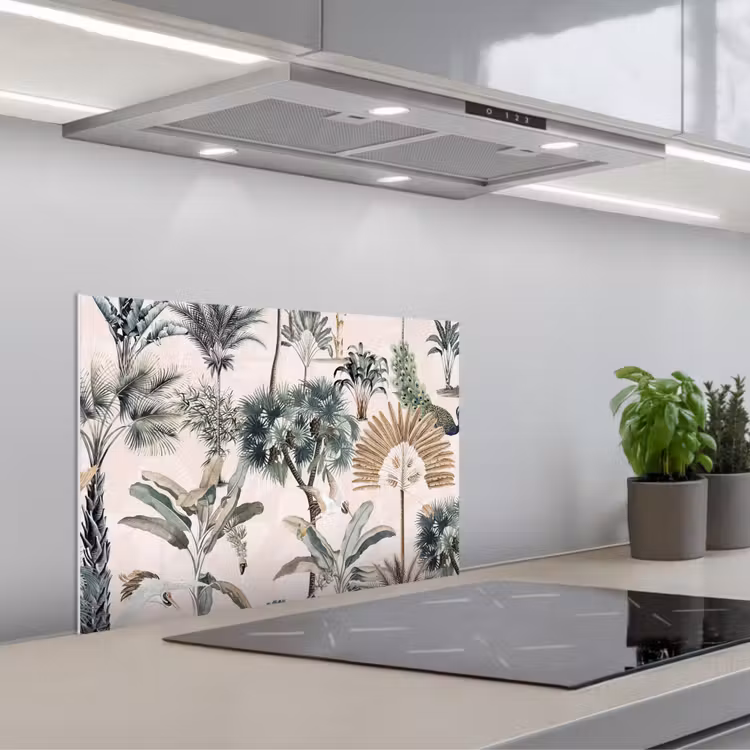 Bladeren - Monstera - Jungle - Tropical keuken achterwand spatscherm klein -3d_schuin