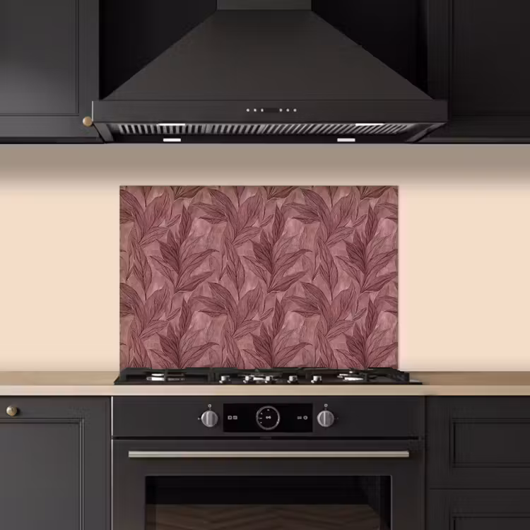 Bladeren - Patroon - Paars keuken achterwand spatscherm klein 900 -sfeer1