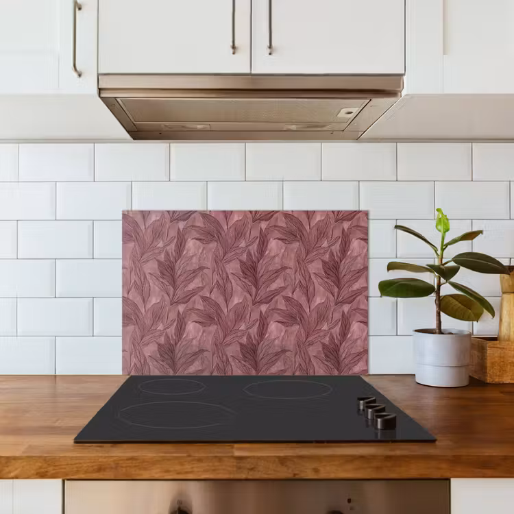 Bladeren - Patroon - Paars keuken achterwand spatscherm klein 900 -sfeer2