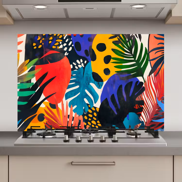 Bladeren - Vormen - Abstract - Kleurrijk keuken achterwand spatscherm klein -3d_website