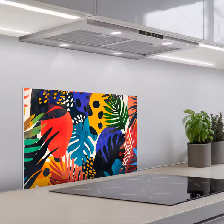 Bladeren - Vormen - Abstract - Kleurrijk keuken achterwand spatscherm klein -3d_schuin