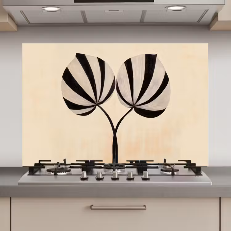 Bladeren - Gestreept - Stengel - Beige keuken achterwand spatscherm klein -3d_website