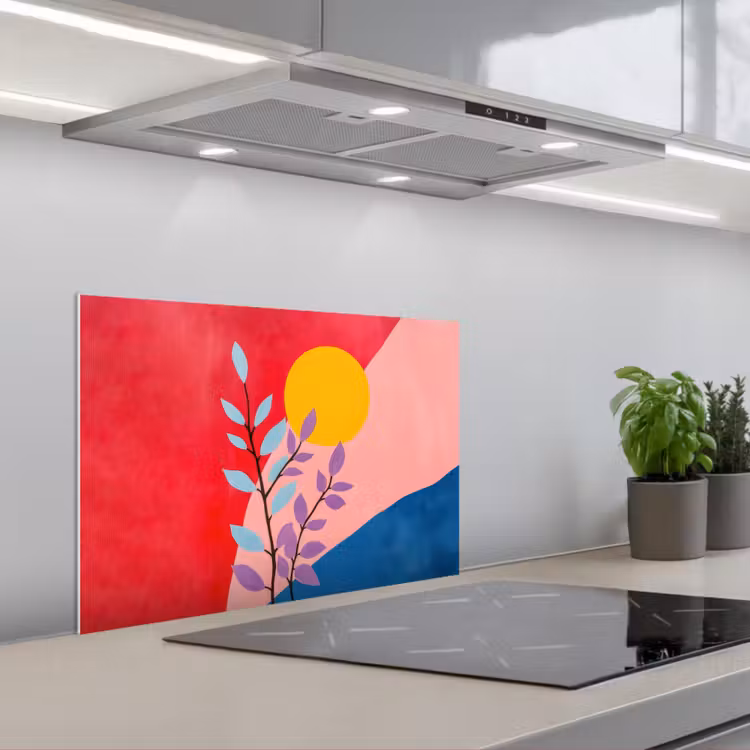 Bladeren - Zon - Abstracte vormen keuken achterwand spatscherm klein -3d_schuin