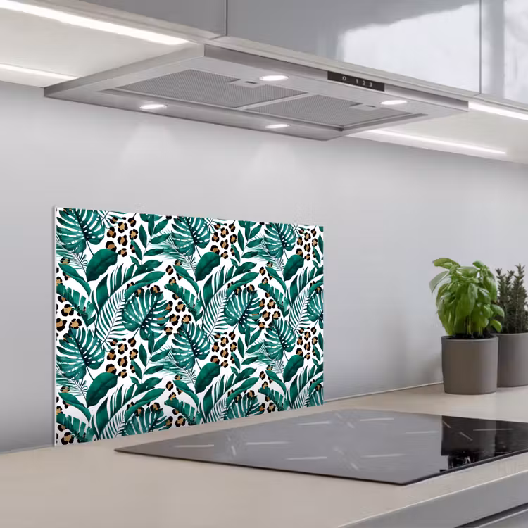 Bladeren - Tropisch - Jungle keuken achterwand spatscherm klein -3d_schuin