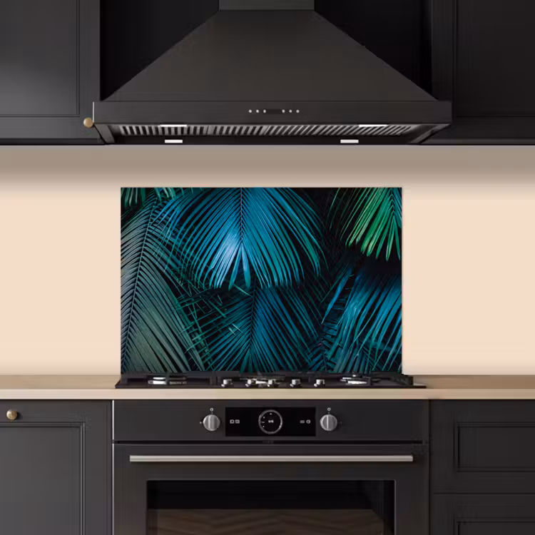 Bladeren - Tropisch - Jungle - Donkergroen keuken achterwand spatscherm klein -sfeer1