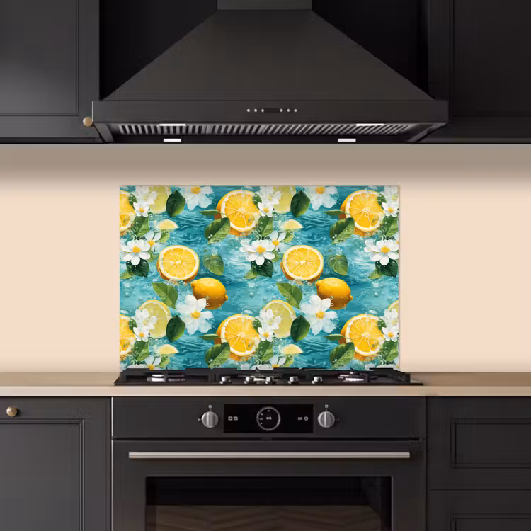 Citroen - Bloemen - Bruisend - Water keuken achterwand spatscherm klein 900 -sfeer1