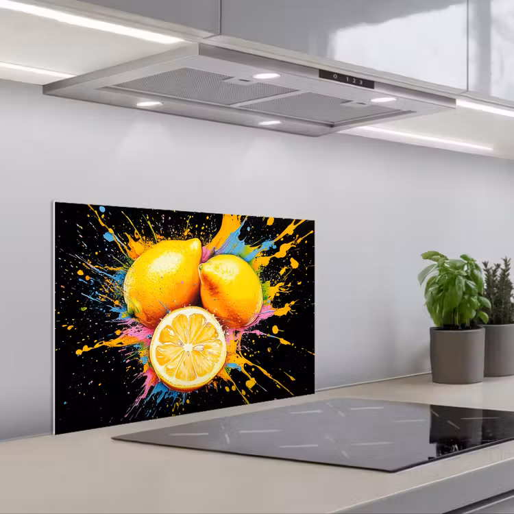 Citroen - Graffiti - Kleurrijk - Verf - Modern keuken achterwand spatscherm klein -3d_schuin