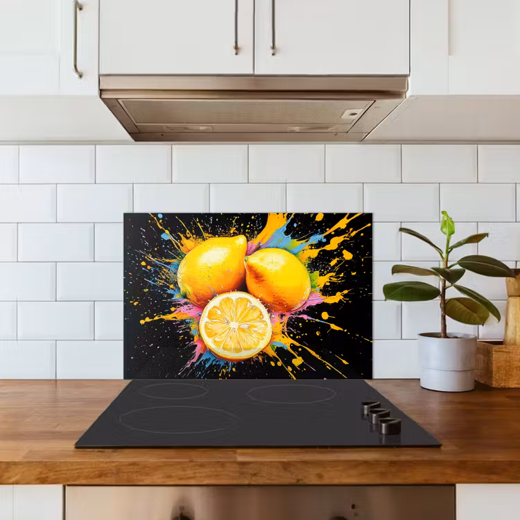 Citroen - Graffiti - Kleurrijk - Verf - Modern keuken achterwand spatscherm klein -sfeer2