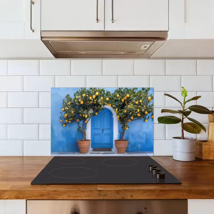 Citroenbomen - Geel - Deur - Potten keuken achterwand spatscherm klein -sfeer2