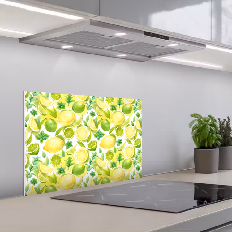 Citroen - Geel - Limoen - Groen keuken achterwand spatscherm klein 900 -3d_schuin