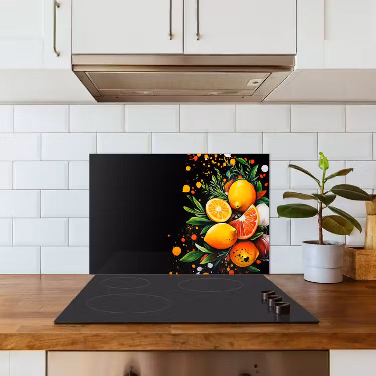 Citroenen - Zwart - Kruiden - Graffiti - Verf keuken achterwand spatscherm klein -sfeer2