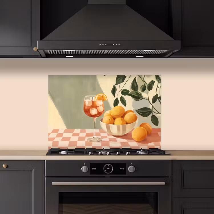Citroenen - Glas - Tafelkleed - Geblokt keuken achterwand spatscherm klein -sfeer1