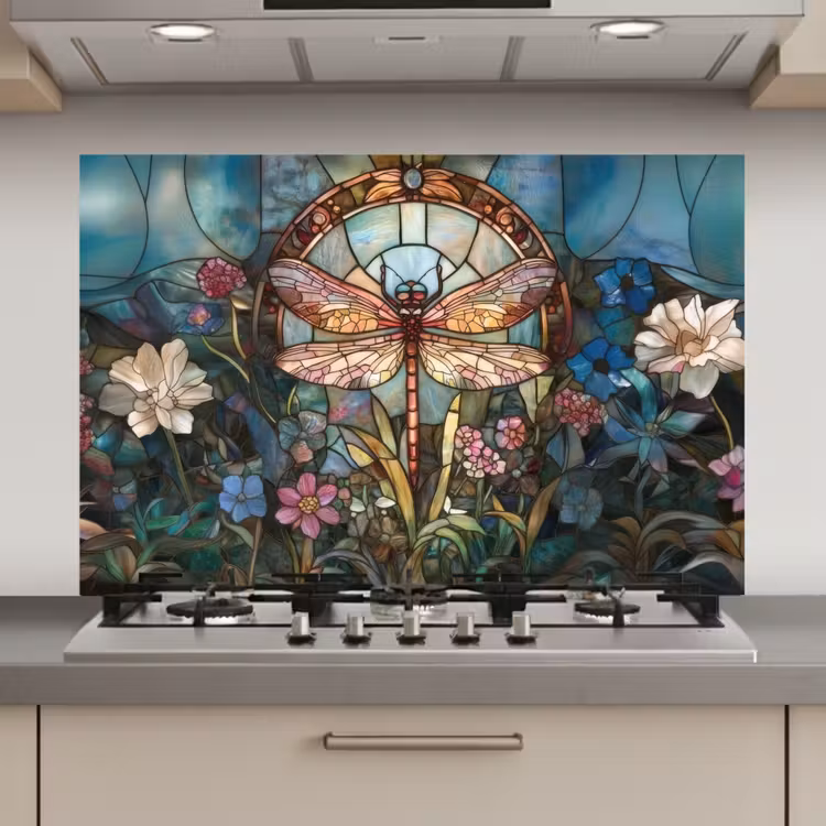 Libelle - Mozaïek - Bloemen - Kleurrijk keuken achterwand spatscherm klein -3d_website