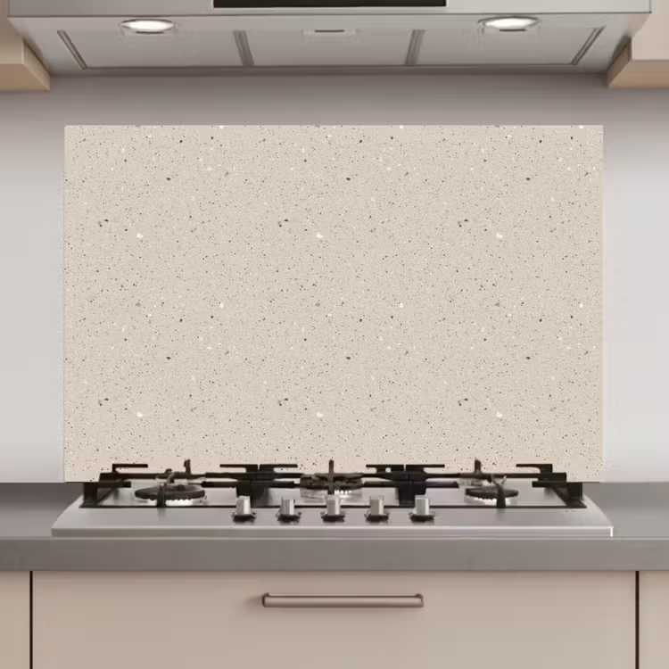 Lichtbeige - Terrazzo - Grijs keuken achterwand spatscherm klein 900 -3d_website