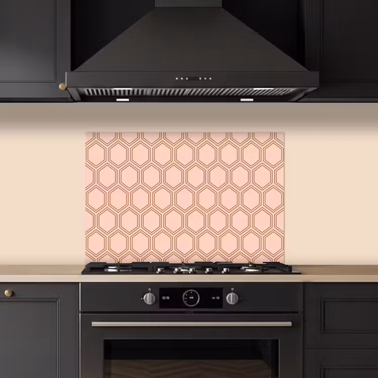 Lichtroze - Patroon - Symmetrisch keuken achterwand spatscherm klein 900 -sfeer1