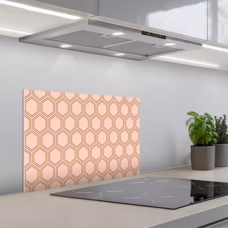 Lichtroze - Patroon - Symmetrisch keuken achterwand spatscherm klein 900 -3d_schuin