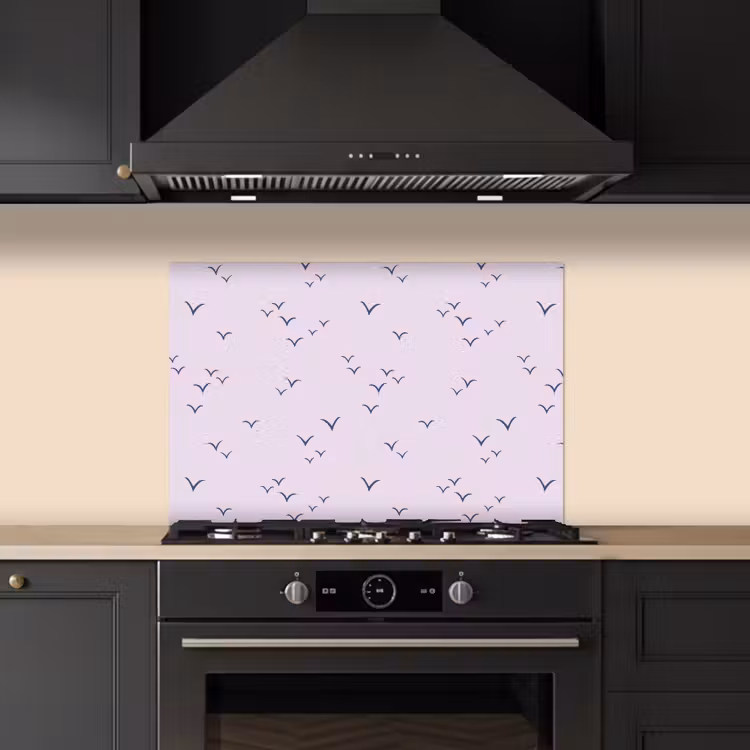Lila - Vogels - Blauw keuken achterwand spatscherm klein 900 -sfeer1