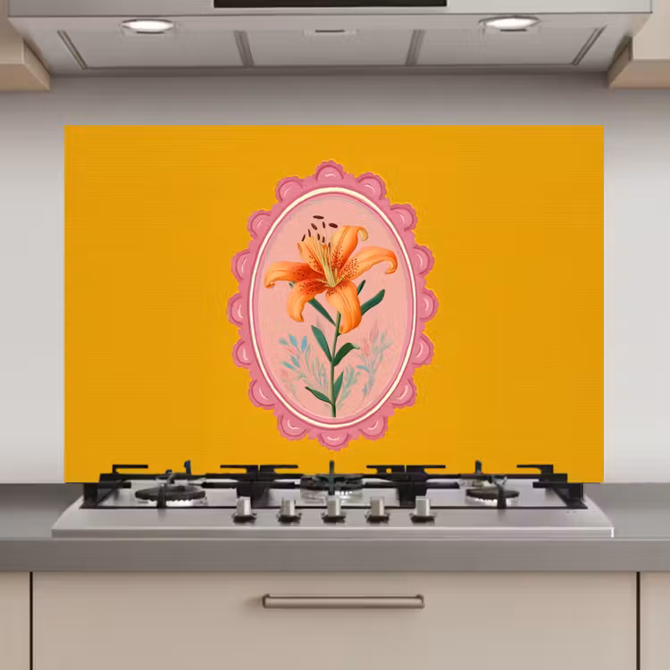 Lelie - Oranje - Lijst - Ovaal keuken achterwand spatscherm klein -3d_website