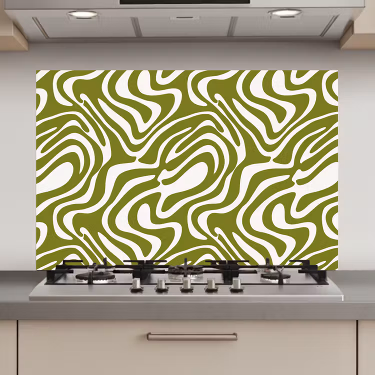 Lijnpatroon - Groen - Organisch keuken achterwand spatscherm klein 900 -3d_website