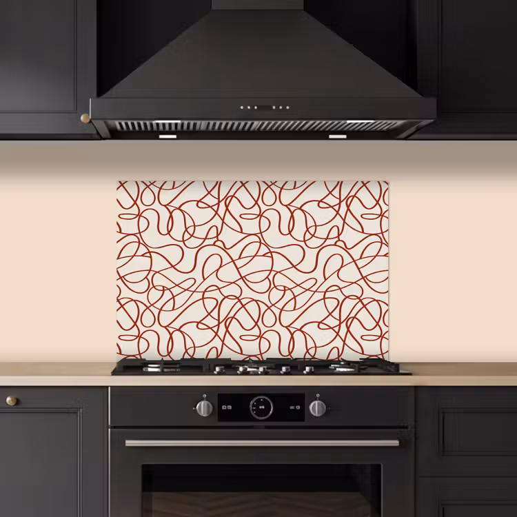 Lijnen - Abstract - Rood - Beige keuken achterwand spatscherm klein 900 -sfeer1