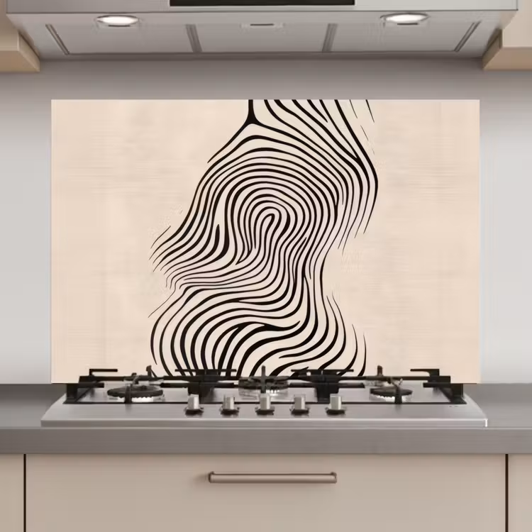 Lijnen - Abstract - Golvend - Zwart keuken achterwand spatscherm klein -3d_website