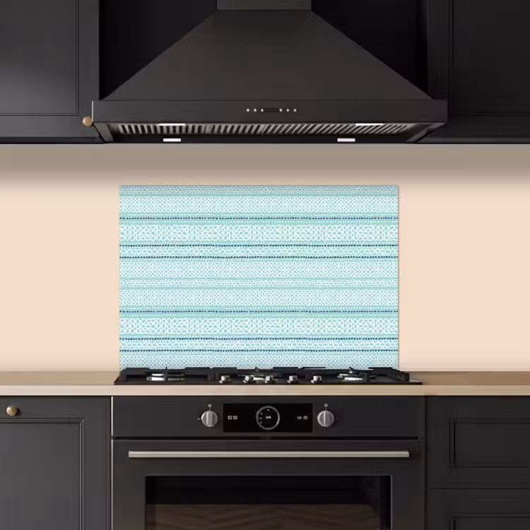 Lijnen - Blauwgroen - Patroon keuken achterwand spatscherm klein 900 -sfeer1