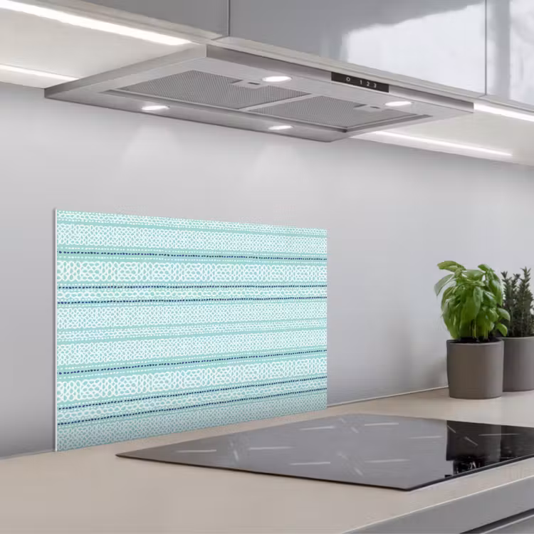 Lijnen - Blauwgroen - Patroon keuken achterwand spatscherm klein 900 -3d_schuin