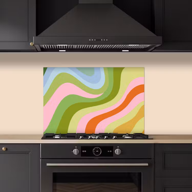 Lijnen - Pasteltinten - Golvend keuken achterwand spatscherm klein -sfeer1