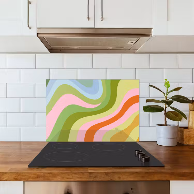 Lijnen - Pasteltinten - Golvend keuken achterwand spatscherm klein -sfeer2