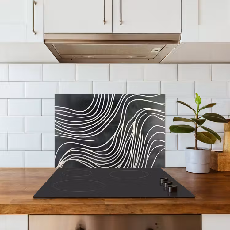 Lijnen - Patroon - Abstract - Wit keuken achterwand spatscherm klein -sfeer2