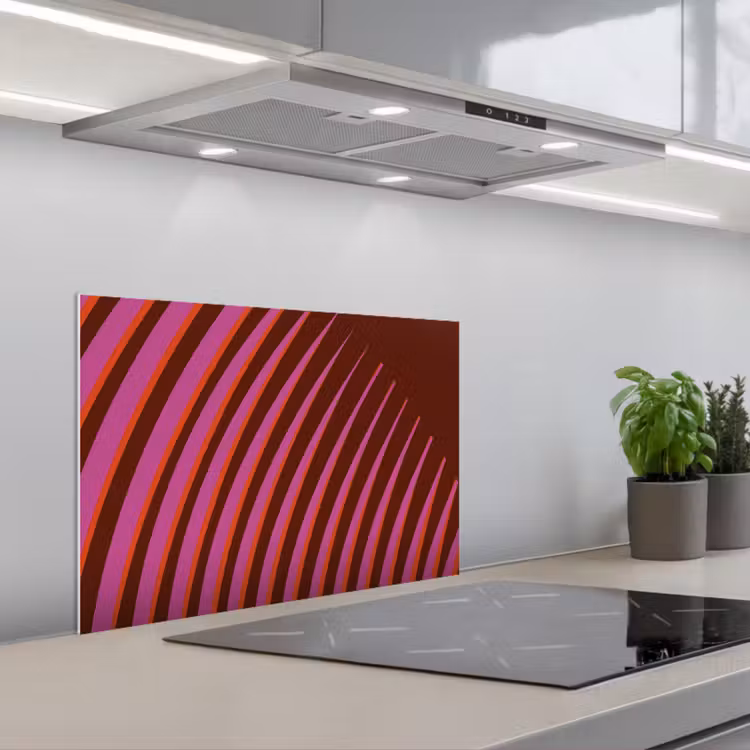 Lijnen - Rood - Beweging keuken achterwand spatscherm klein -3d_schuin