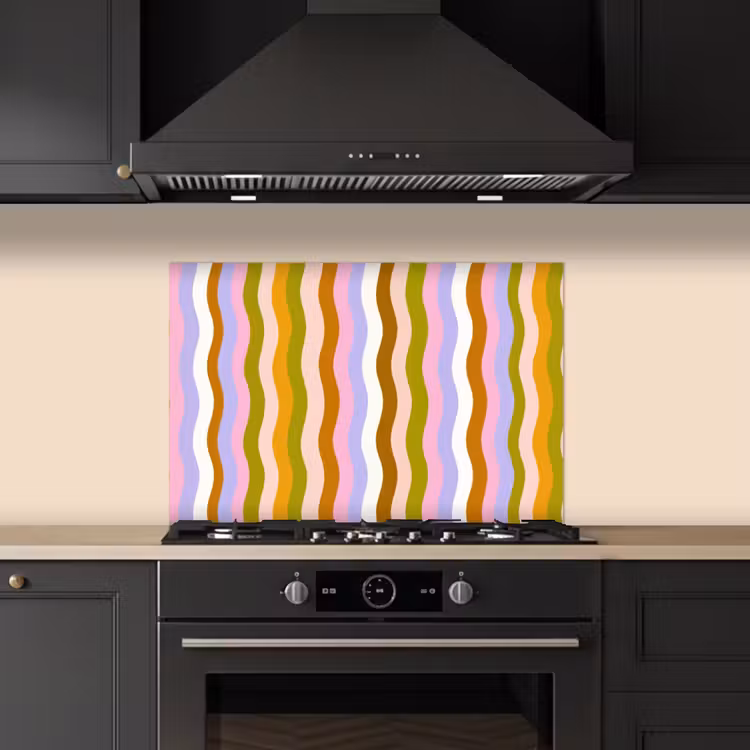 lijnen - Golven - Pastelkleuren - Patroon keuken achterwand spatscherm klein -sfeer1